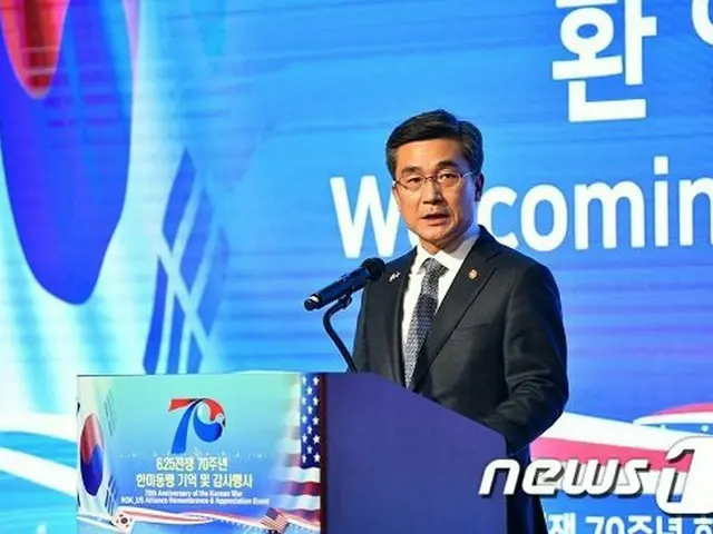在韓米軍基地でのイベントで、歓迎の辞を述べている徐旭 韓国国防相（画像提供:wowkorea）