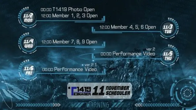新人ボーイズグループ「T1419」が1日0時、11月のデビュープロモーションスケジュールを公開した。（画像提供:wowkorea）