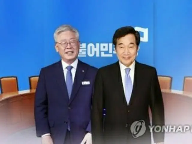 李洛淵氏（右）と李在明氏＝（聯合ニュースＴＶ）
