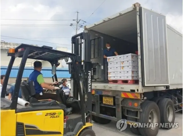 韓国の産地から輸出されるパプリカ。８月、試験的に中国に輸出した時の様子（農林畜産食品部提供）＝（聯合ニュース）≪転載・転用禁止≫