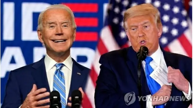 バイデン氏（左）とトランプ氏＝（聯合ニュースＴＶ）