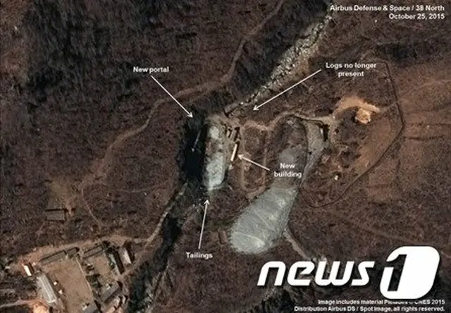情報分析サイト“38ノース”が掲載した、北朝鮮・豊渓里の核実験場（画像提供:wowkorea）