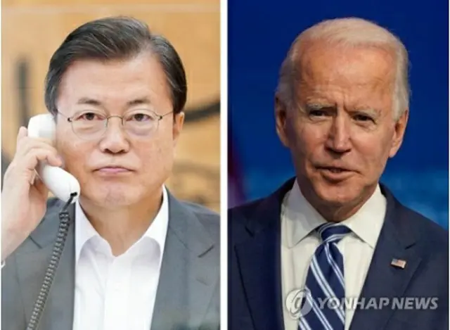 文大統領（左）とバイデン氏＝（AP＝聯合ニュース）≪転載・転用禁止≫