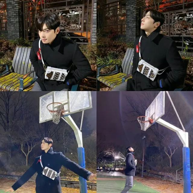 チャ・ウヌ（ASTRO）、夜でも輝く“顔面天才”…バスケットゴールの前で“男神降臨”（画像提供:wowkorea）