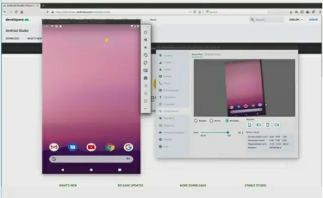 ＬＧ電子が公開した巻き取り式スマホのエミュレーター（アンドロイドのアプリ開発者向けサイトより）＝（聯合ニュース）≪転載・転用禁止≫