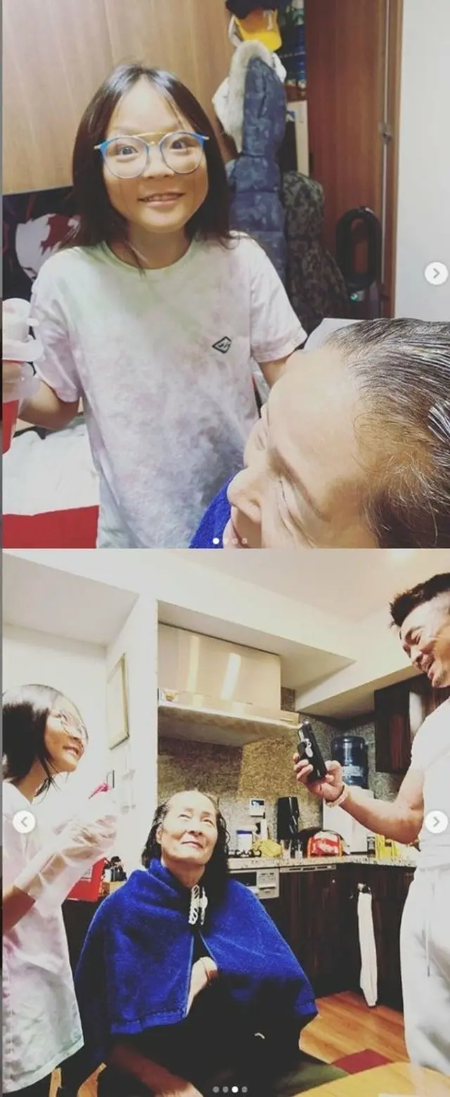 サランちゃん、おばあちゃんの白髪染めまでお手伝い（画像提供:wowkorea）