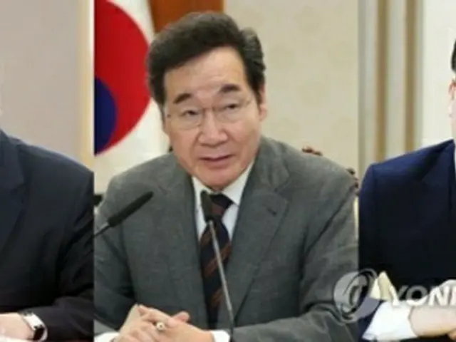 （左から）尹氏、李洛淵氏、李在明氏＝（聯合ニュース）