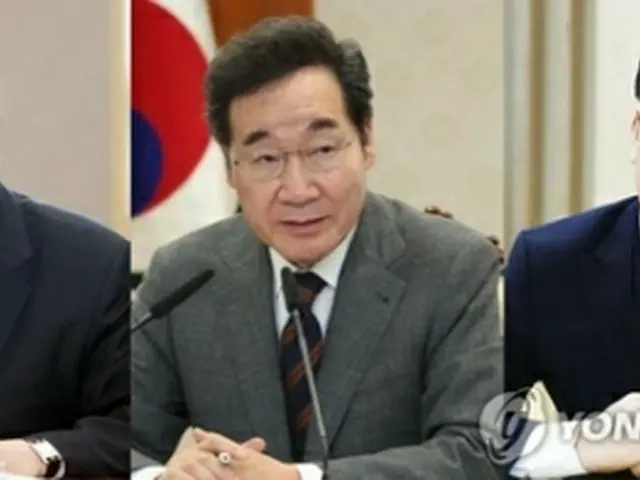 （左から）尹氏、李洛淵氏、李在明氏＝（聯合ニュース）