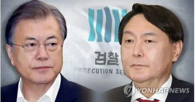 文大統領（左）と尹検事総長（コラージュ）＝（聯合ニュース）