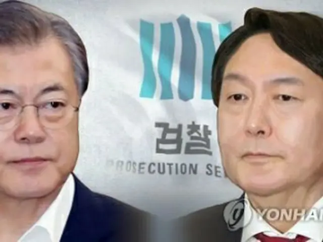 文大統領（左）と尹検事総長（コラージュ）＝（聯合ニュース）