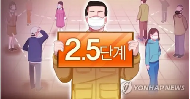 韓国政府は首都圏で第２．５段階となっている社会的距離の確保のレベルを来月３日まで延長することにした（イラスト）＝（聯合ニュース）