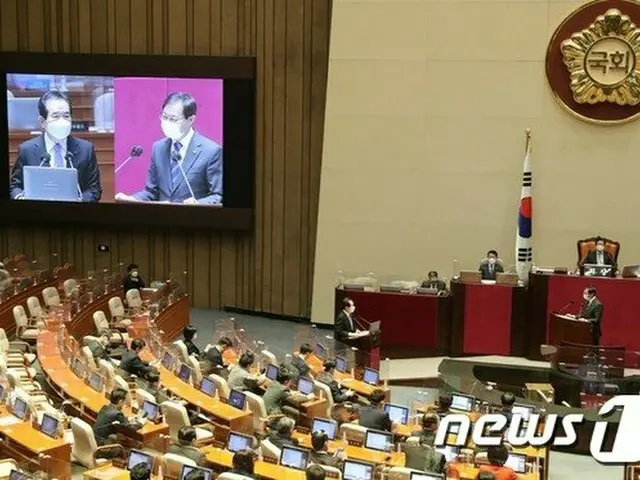 丁世均 韓国首相が、国会本会議で質問に答えている（画像提供:wowkorea）