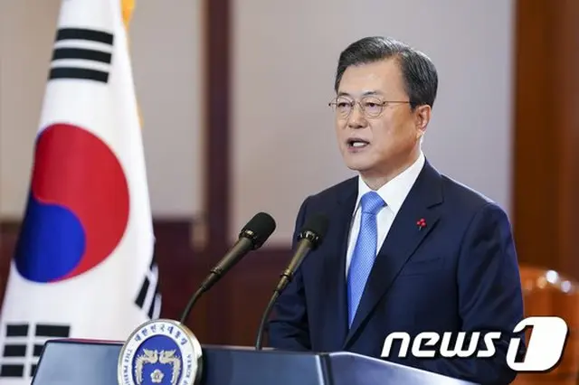 文在寅 韓国大統領が“新年の辞”を発表している（画像提供:wowkorea）