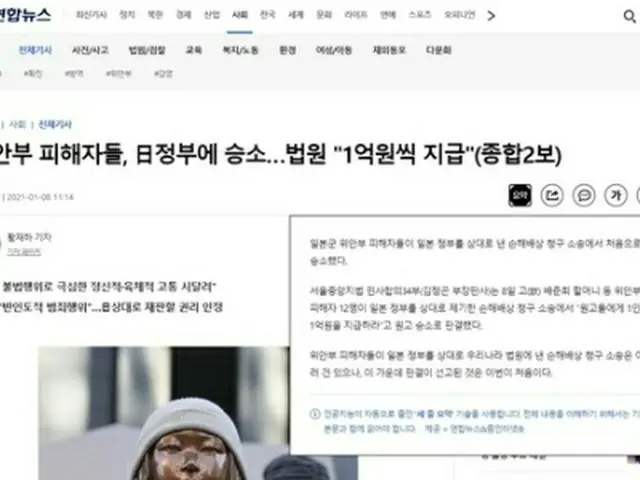 要約内容が表示された記事＝（聯合ニュース）