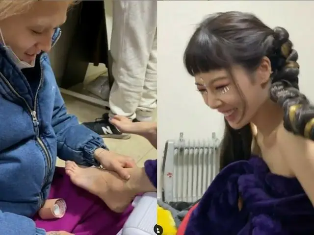 歌手DAWN（イドン）、カムバック間近の恋人ヒョナを労わる…足のマッサージまで（画像提供:wowkorea）