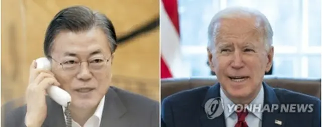 文在寅（ムン・ジェイン）大統領（左）とバイデン米大統領（資料写真）＝（聯合ニュース）≪転載・転用禁止≫