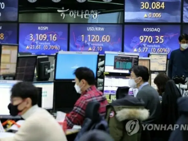 ハナ銀行のディーリングルーム＝５日、ソウル（聯合ニュース）