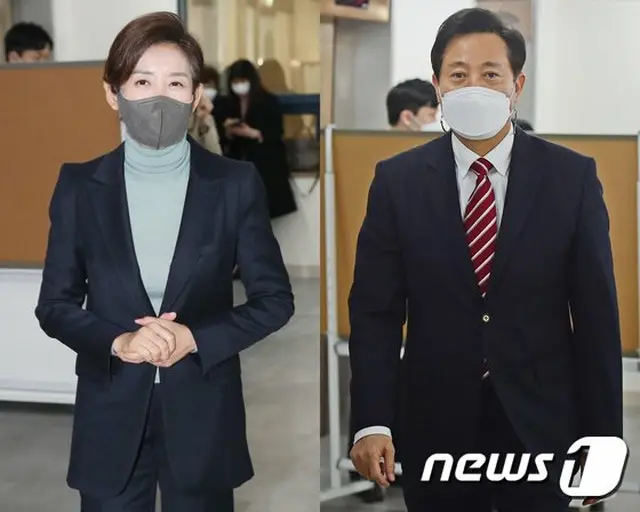 ナ・ギョンウォン予備候補（左）とオ・セフン予備候補（右）（画像提供:wowkorea）
