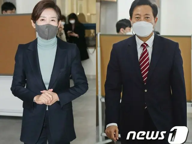 ナ・ギョンウォン予備候補（左）とオ・セフン予備候補（右）（画像提供:wowkorea）
