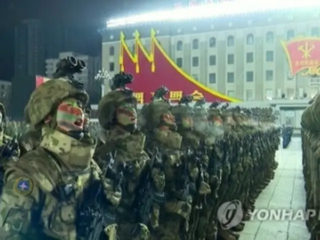 １月に第８回朝鮮労働党大会を記念して行われた軍事パレード（朝鮮中央テレビから、資料写真）＝（聯合ニュース）≪転載・転用禁止≫