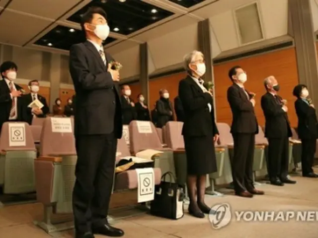 在日本韓国ＹＭＣＡで開かれた「二・八独立宣言」の記念式典＝８日、東京（聯合ニュース）