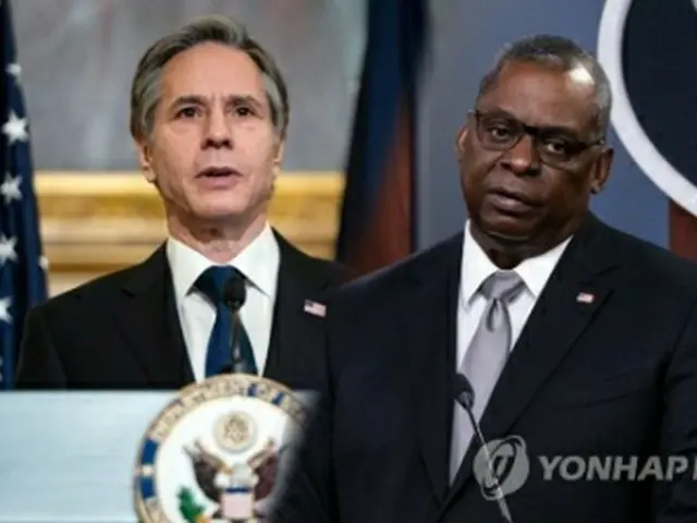 ブリンケン国務長官（左）とオースティン国防長官＝（聯合ニュースＴＶ）
