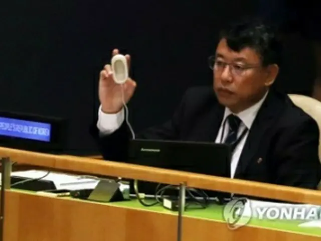 2019年9月、国連総会で韓国の文在寅（ムン・ジェイン）大統領の演説を聞く国連北朝鮮政府代表部（資料写真）=（聯合ニュース）