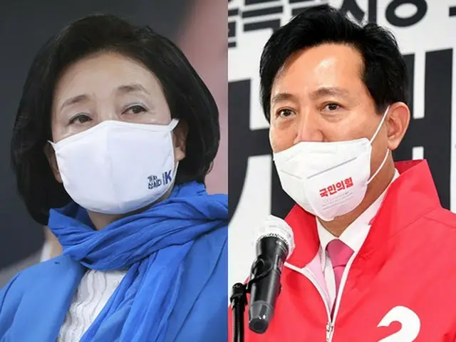 朴映宣、共に民主党ソウル市長候補（左）と呉世勲、国民の力ソウル市長候補（右）（画像提供:wowkorea）