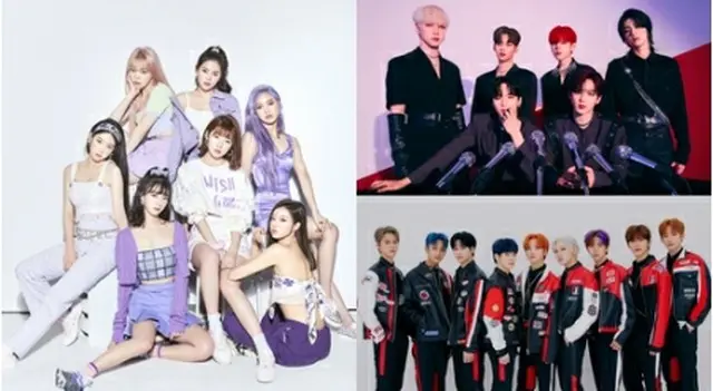 OH　MY　GIRL（左）とWEi（右上）、CRAVITY（右下、各所属事務所提供）=（聯合ニュース）≪転載・転用禁止≫