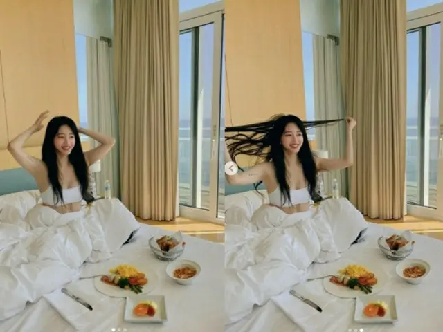 女優ハン・イェスル、ベッドの上で優雅な朝食…タトゥーが見えるファッションにも視線集中（画像提供:wowkorea）