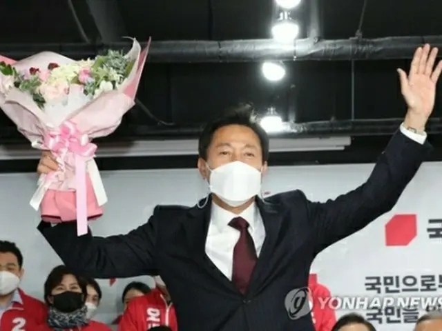 ソウル市長で当選を確実にした国民の力の呉世勲・元ソウル市長＝８日、ソウル（聯合ニュース）