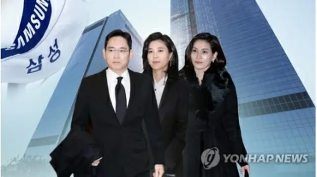 左から李在鎔氏、李富真氏、李叙顕氏＝（聯合ニュースＴＶ）