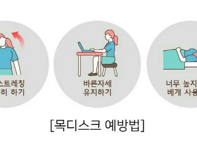 首のストレッチ、正しい姿勢、高すぎない枕使用が、頚椎椎間板ヘルニア対応策となる（画像提供:wowkorea）