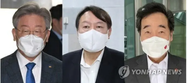 左から李在明氏、尹錫悦氏、李洛淵氏（資料写真、李洛淵氏側提供）＝（聯合ニュース）≪転載・転用禁止≫