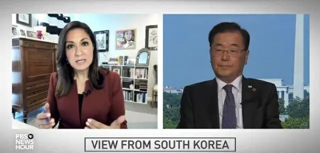 鄭義溶 韓国外相は、米PBS放送とのインタビューに応じている（画像提供:wowkorea）