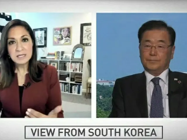 鄭義溶 韓国外相は、米PBS放送とのインタビューに応じている（画像提供:wowkorea）