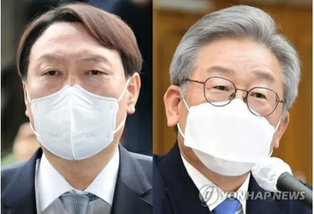 尹氏（左）と李在明氏＝（聯合ニュース）≪転載・転用禁止≫