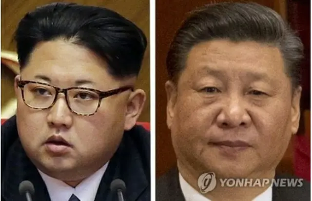 金正恩氏（左）と習氏＝（ＡＰ＝聯合ニュース）