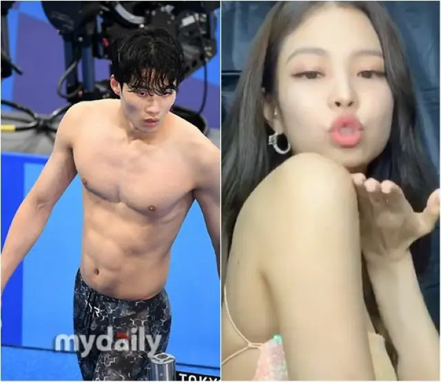 “ニュー・マリンボーイ”水泳ファン・ソンウ選手、JENNIE（BLACKPINK）からの応援に「手が震えている」（画像提供:wowkorea）