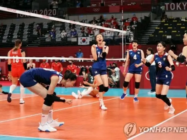 トルコとの準々決勝で、得点を喜ぶ韓国代表＝４日、東京（聯合ニュース）
