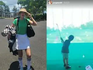 ファン・ジョンウム（元Sugar）、元プロ選手夫譲りの“ゴルフの神童”息子を公開…スイング姿もさすがのフォルム