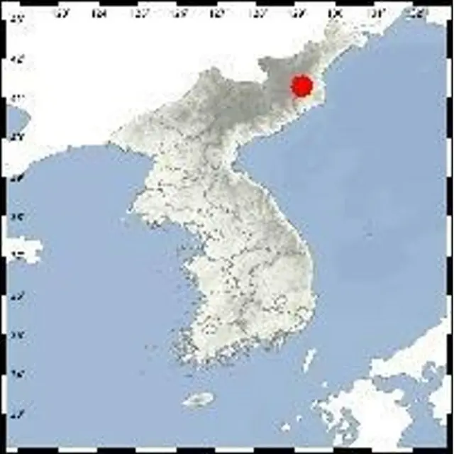 北朝鮮北東部の吉州でＭ２．４の地震が発生した（気象庁提供）＝（聯合ニュース）≪転載・転用禁止≫