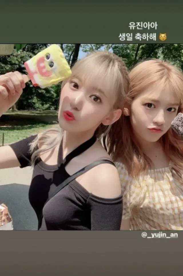 宮脇咲良（元IZ*ONE）、アン・ユジンとのツーショット写真投稿し誕生日をお祝い（画像提供:wowkorea）