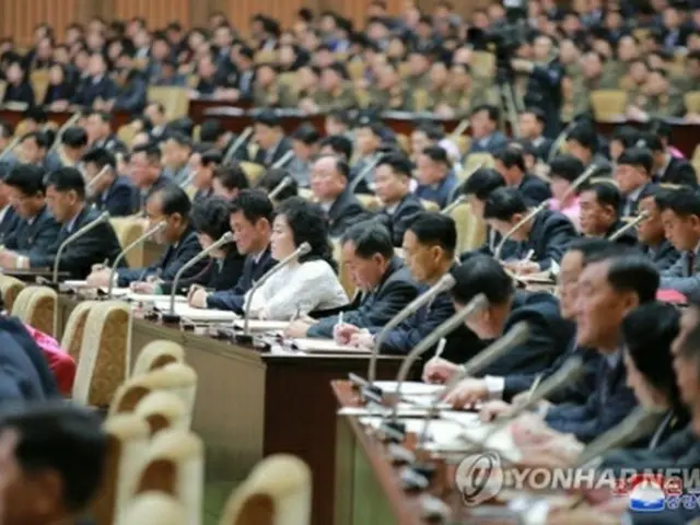 今年１月に開かれた最高人民会議の様子＝（朝鮮中央通信＝聯合ニュース）≪転載・転用禁止≫