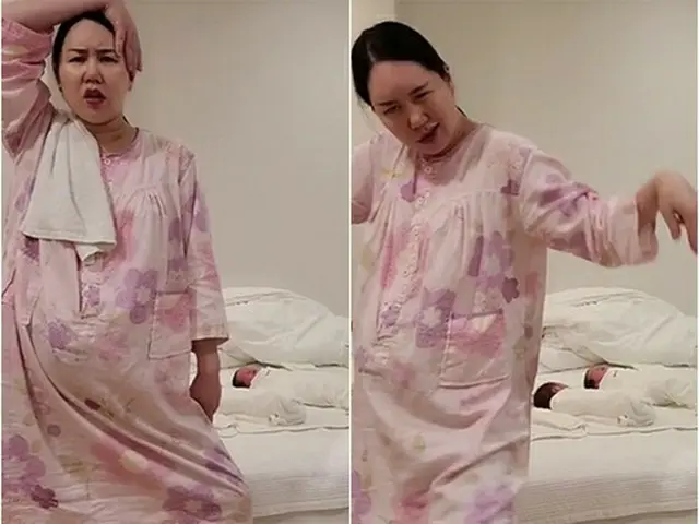 最近三つ子を出産したコメディアンファン・シニョンがを隠せない勢いを見せた。（画像提供:wowkorea）