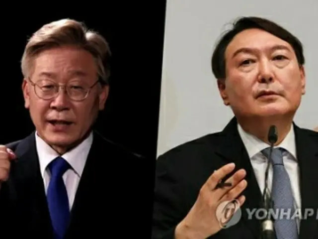 共に民主党の李在明氏（左）と国民の力の尹錫悦氏（資料写真）＝（聯合ニュースTV）