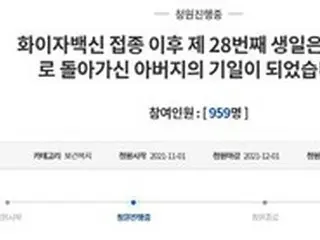 ファイザー接種後父死亡「私の誕生日は父の命日になりました」＝韓国