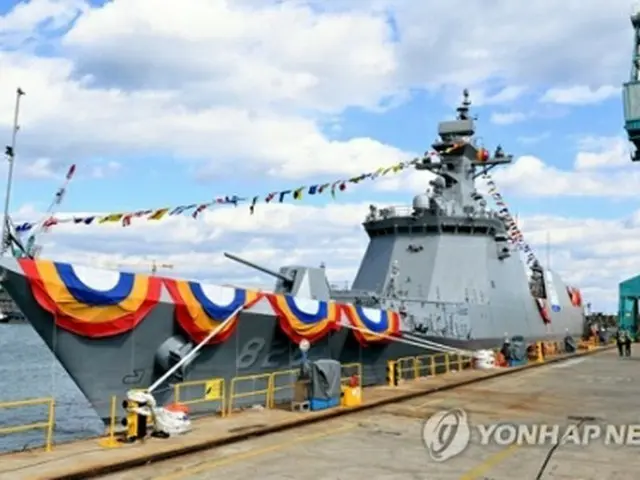進水式が行われた新型護衛艦「天安」（海軍提供）＝9日、ソウル（聯合ニュース）≪転載・転用禁止≫