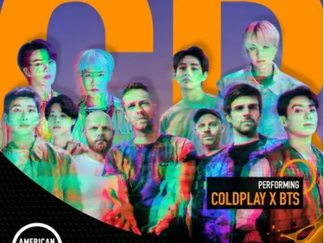 BTSとコールドプレイがアメリカン・ミュージック・アワードの授賞式で公演を行う（AMA提供）＝（聯合ニュース）≪転載・転用禁止≫