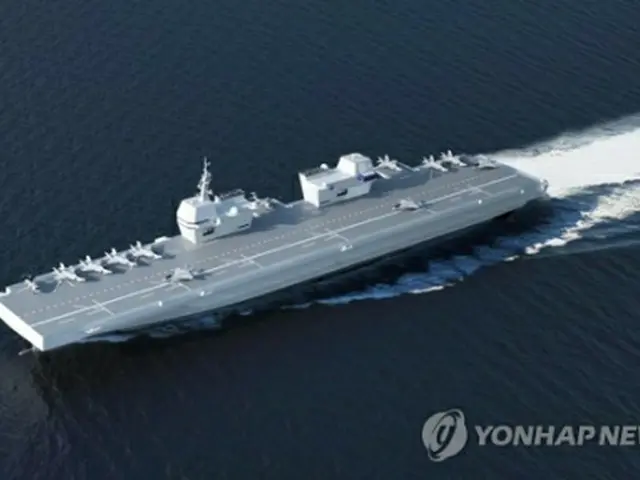 現代重工業が作成した軽空母の完成予想図（現代重工業提供）＝（聯合ニュース）≪転載・転用禁止≫